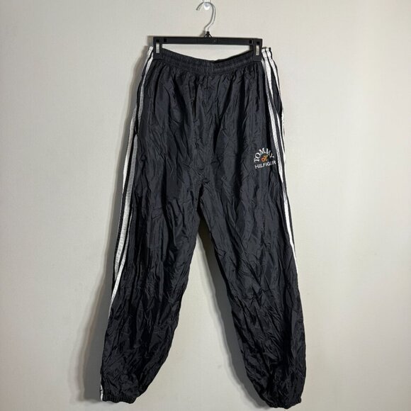 Vintage Tommy Hilfiger 90s Windbreaker Track Pants Men's Large Black Tracksuit - Picture 2 of 12